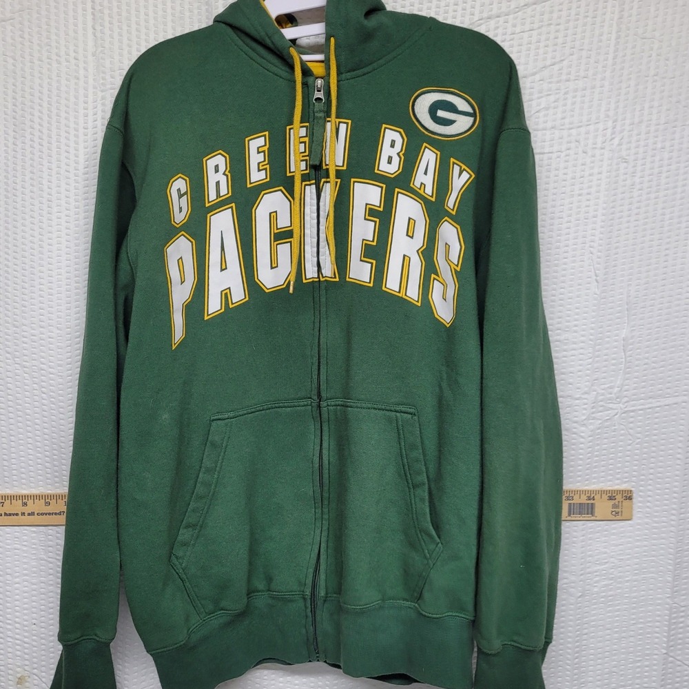 NFL Green Bay Packers Full Zip Hoodie Green Yellow Mens Large 62JO5308
